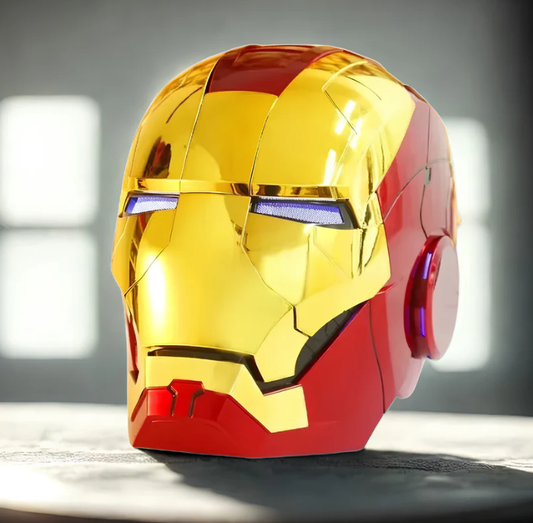 Hełm Iron Man MK7 Gold z Jarvisem – sterowanie głosowe, pilotem i dotykiem