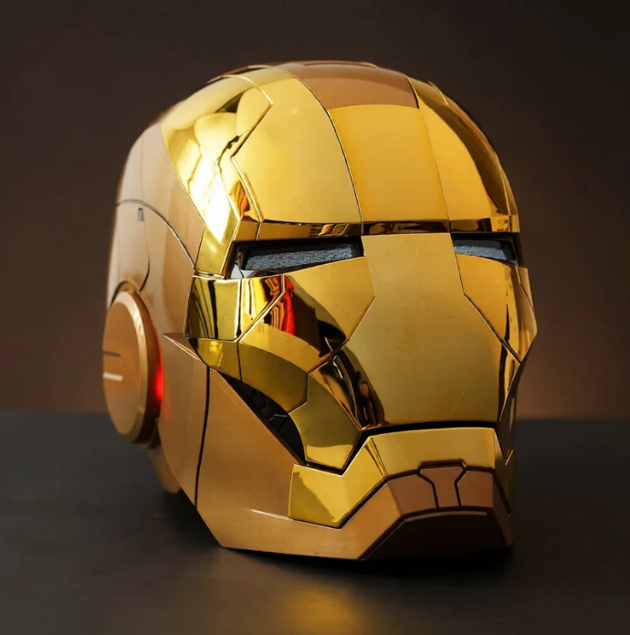 Hełm Iron Man MK5 Full Gold z Jarvisem – sterowanie głosowe, pilotem i dotykiem